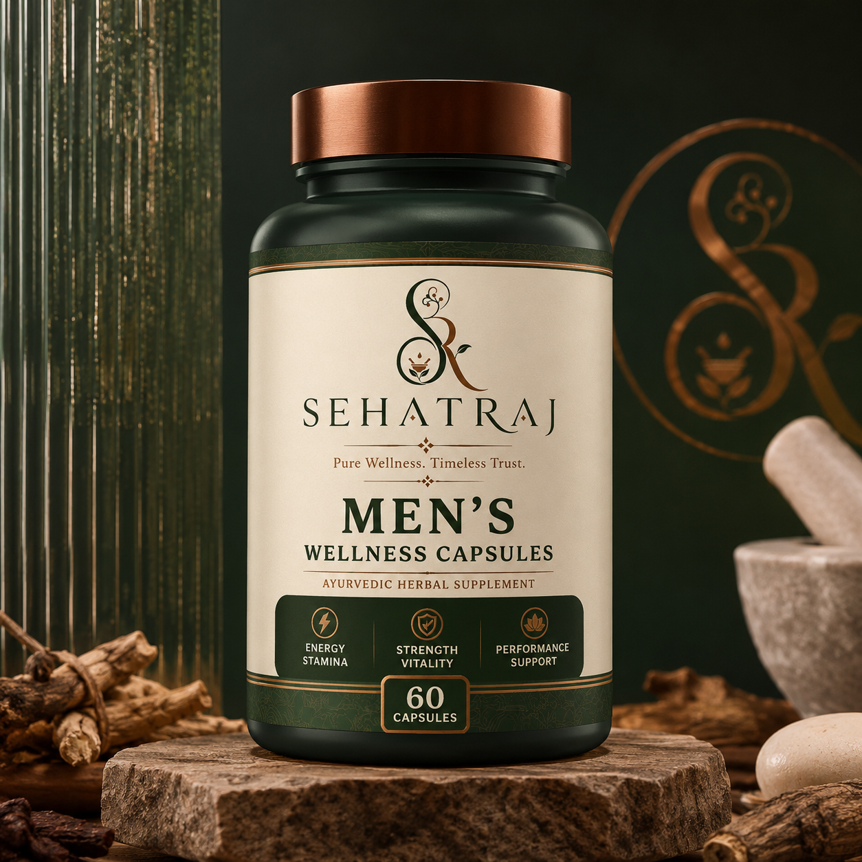 SehatRaj Men's Wellness Capsules | Premium Ayurvedic Formula | 60 Capsules