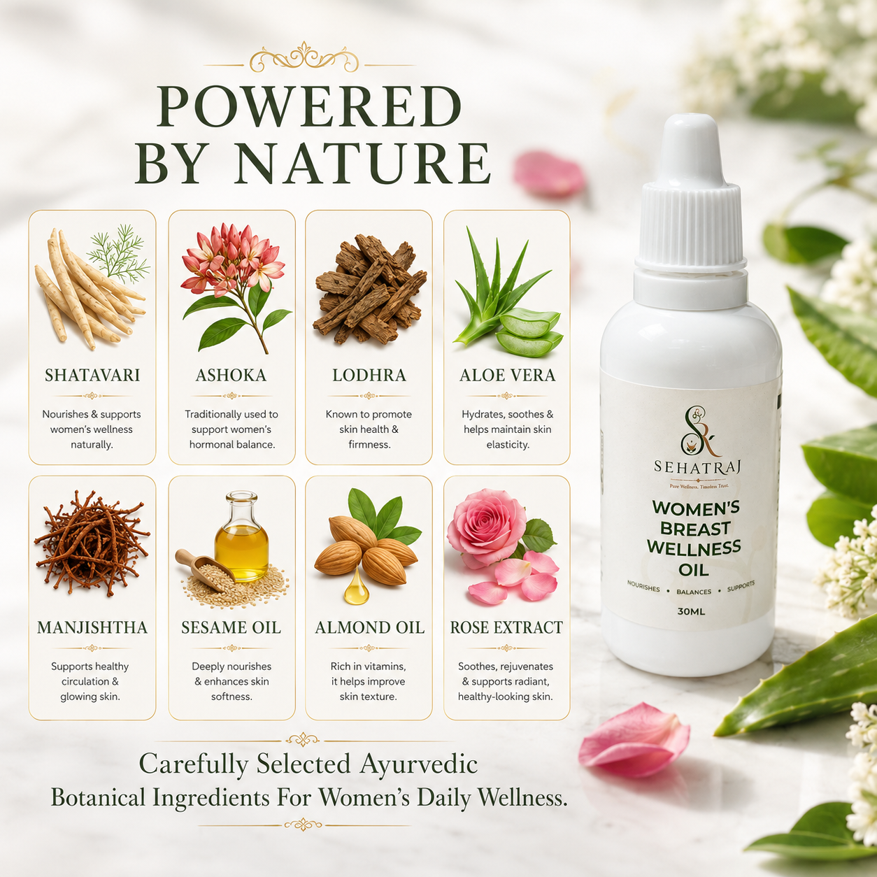SehatRaj Women's Breast Wellness Oil | Premium Ayurvedic Herbal Formula