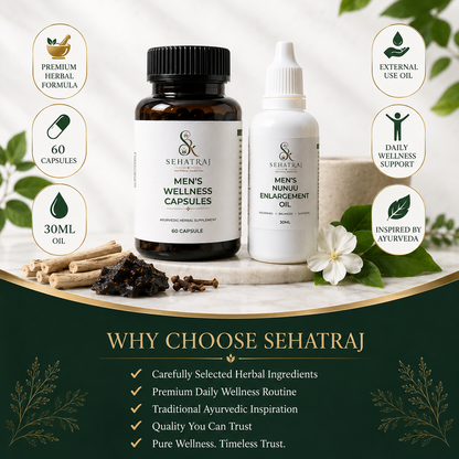 SehatRaj Men's Wellness Combo | Premium Ayurvedic Capsules + Herbal Wellness Oil