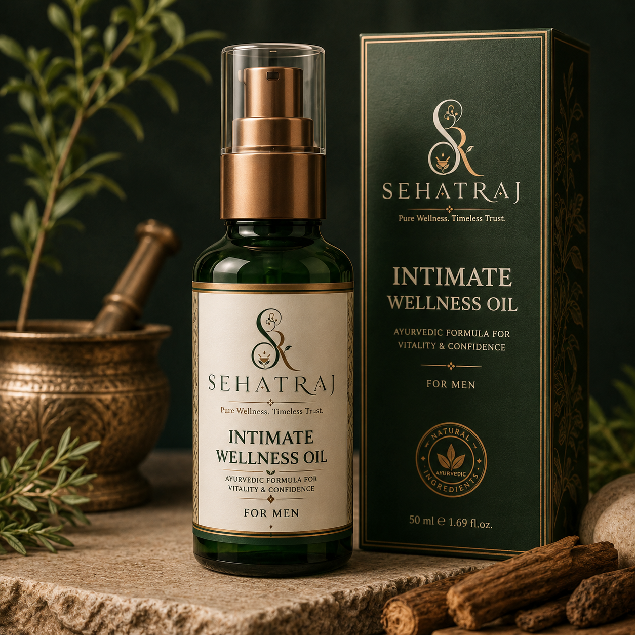 SehatRaj Men's Intimate Wellness Oil | Ayurvedic Herbal Formula | 50ml