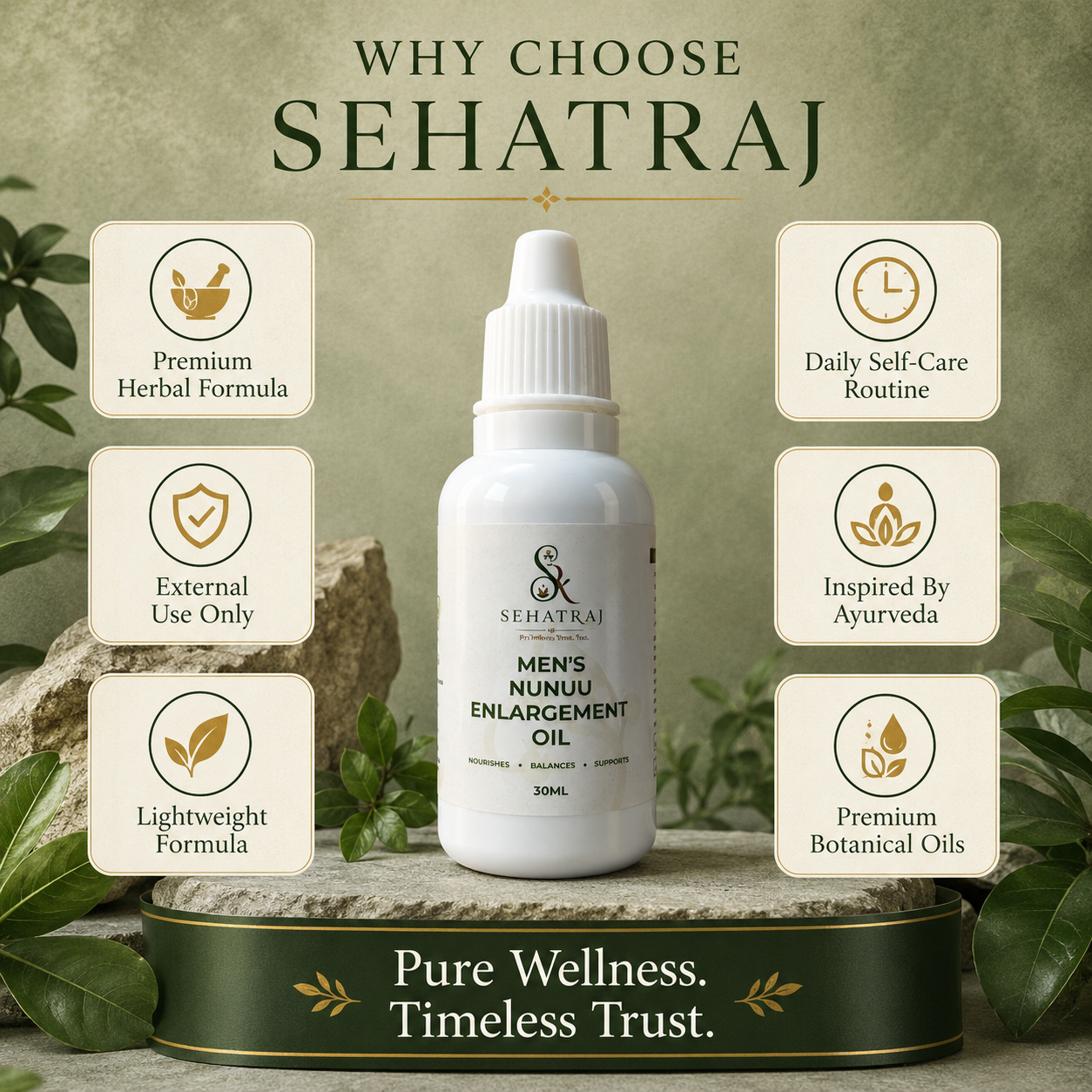 SehatRaj Men's Wellness Oil | Premium Ayurvedic Herbal Massage Oil